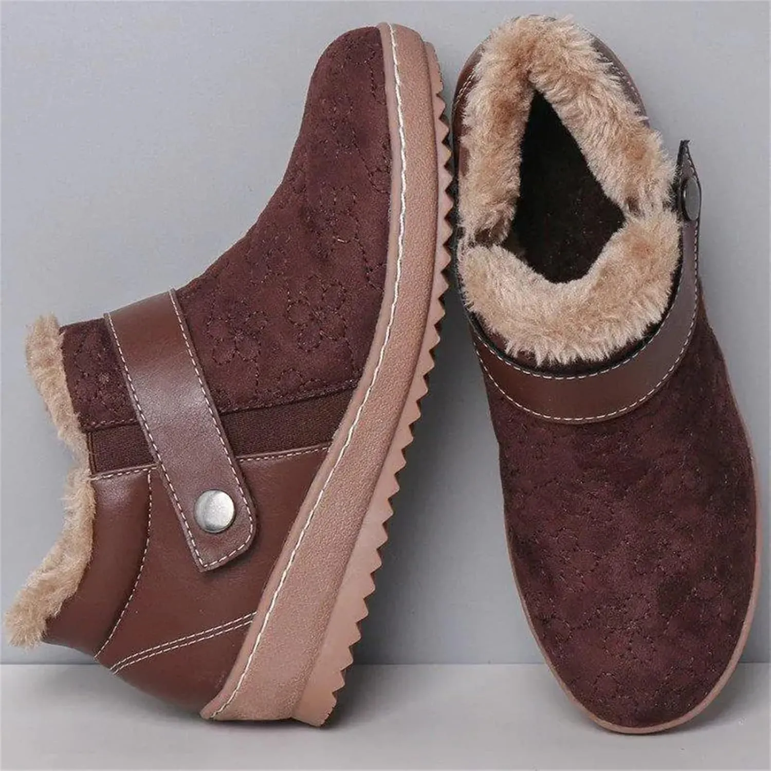 Lausiuoe Snow Boots For Women Cute Wide Calf Warm Fur Lined Winter Ankle Booties Casual Fashion Fuzzy Warm Outdoor Shoes