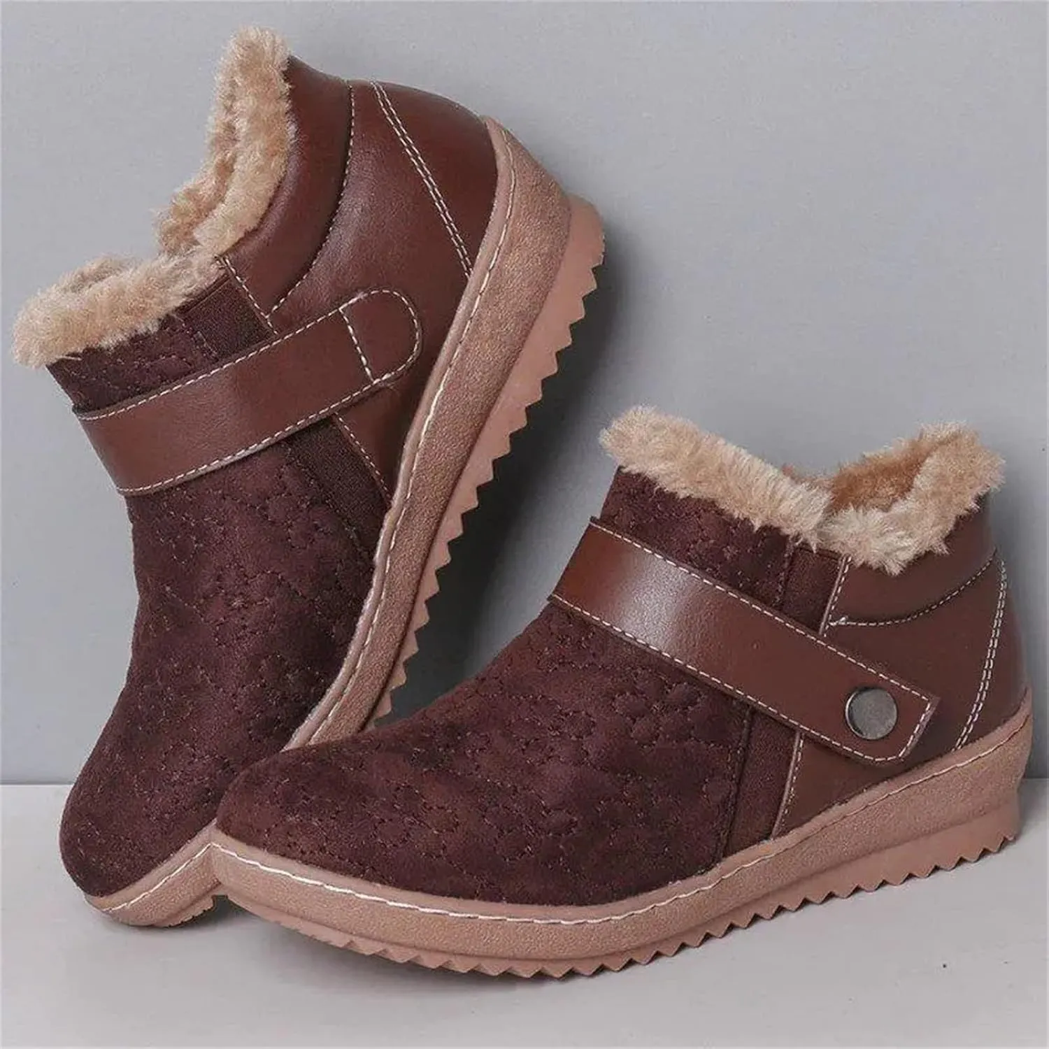 Lausiuoe Snow Boots For Women Cute Wide Calf Warm Fur Lined Winter Ankle Booties Casual Fashion Fuzzy Warm Outdoor Shoes