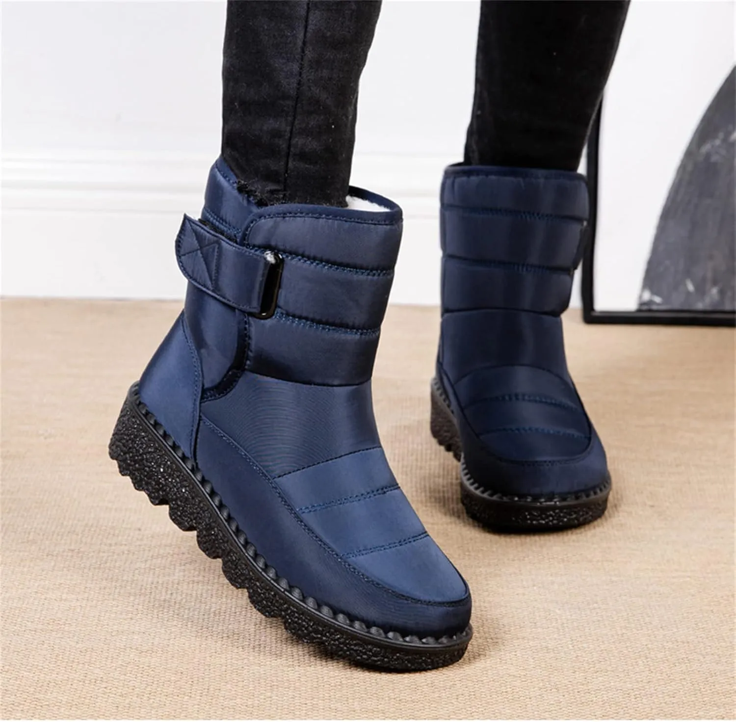 Lausiuoe Winter Boots For Women Waterproof Snow Non Slip Warm Fur Lined Anti-Slip Ankle Booties Outdoor Walking Shoes