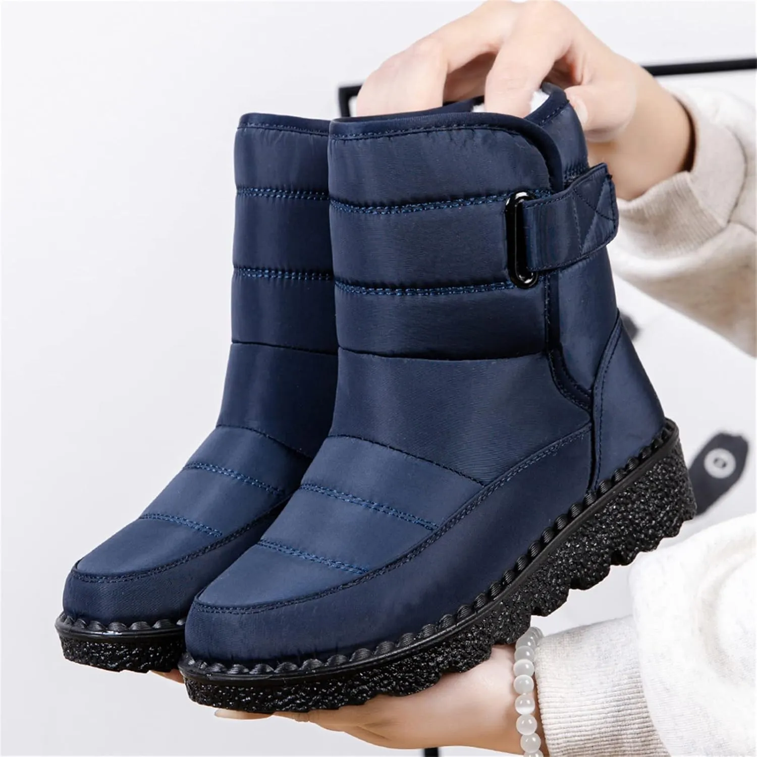 Lausiuoe Winter Boots For Women Waterproof Snow Non Slip Warm Fur Lined Anti-Slip Ankle Booties Outdoor Walking Shoes