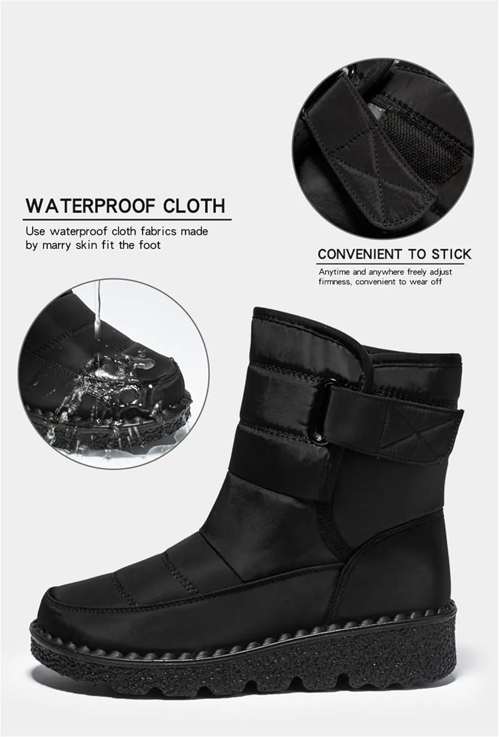 Lausiuoe Winter Boots For Women Waterproof Snow Non Slip Warm Fur Lined Anti-Slip Ankle Booties Outdoor Walking Shoes