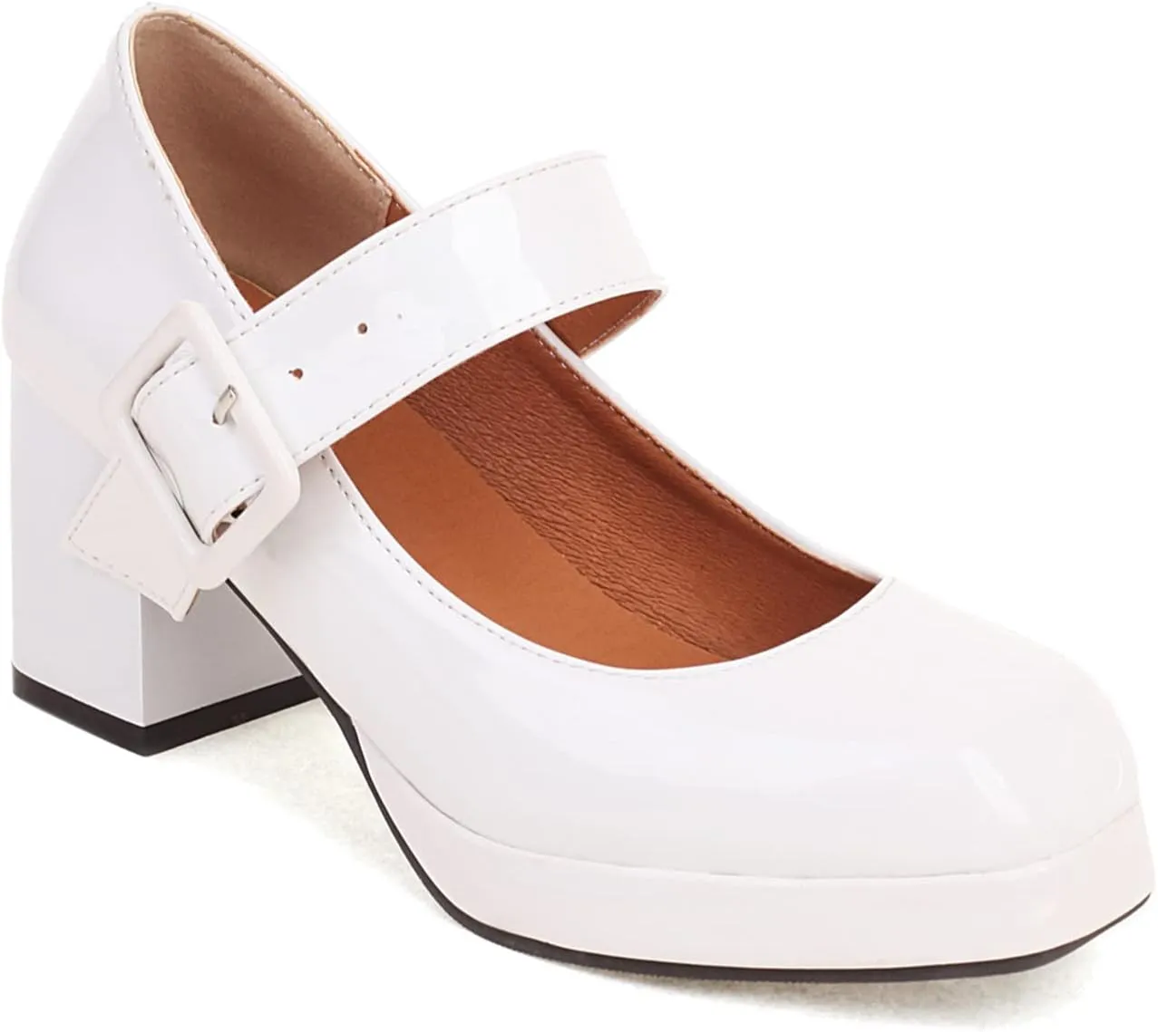 LEHOOR Women Chunky Platform Mary Jane Pumps Square Toe Buckled Ankle Strap 3" Block High Heels Mary Janes Lolita Shoes Goth Punk Heels Closed Toe Sandals Girl Office Work Fashion Trendy 4-15 M US