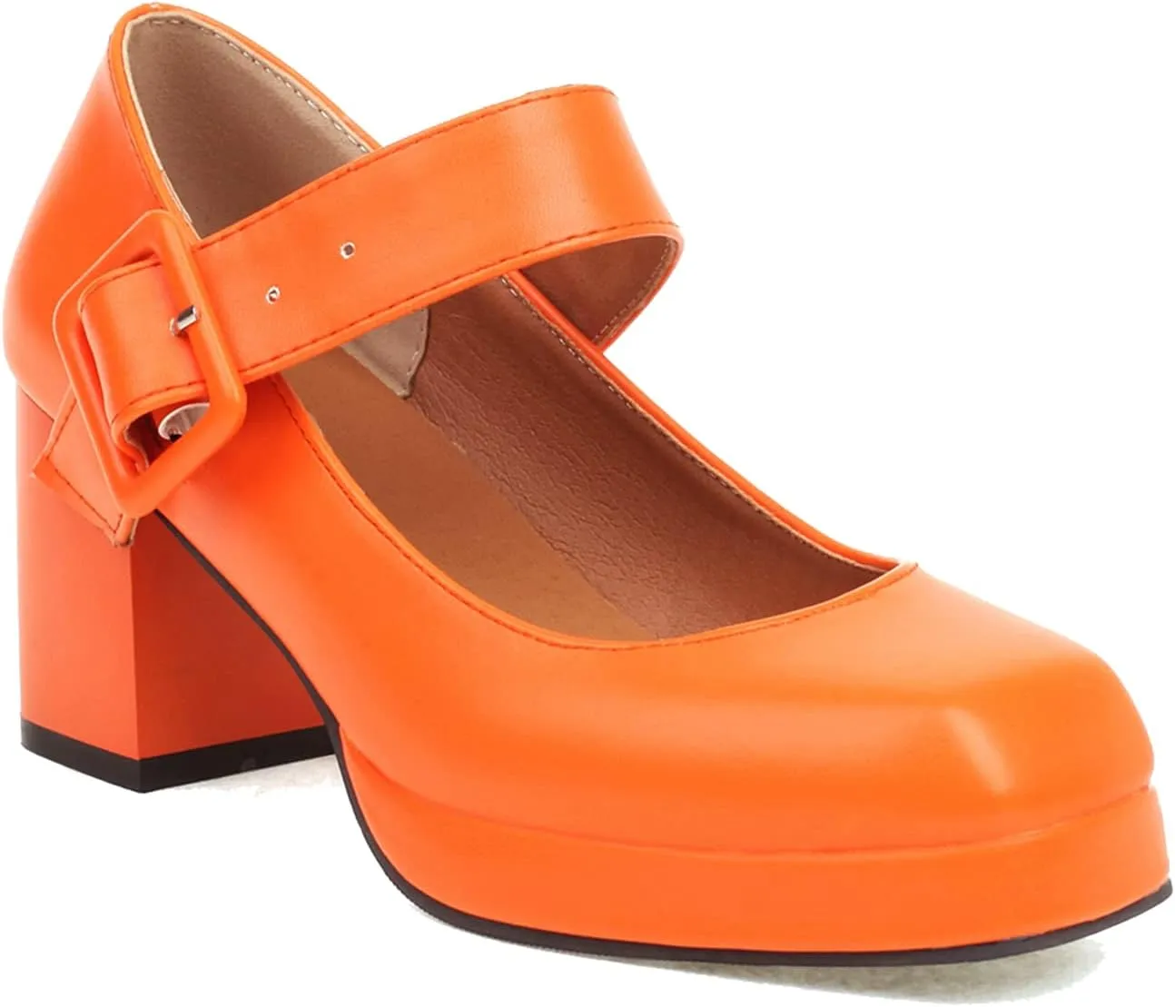 LEHOOR Women Chunky Platform Mary Jane Pumps Square Toe Buckled Ankle Strap 3" Block High Heels Mary Janes Lolita Shoes Goth Punk Heels Closed Toe Sandals Girl Office Work Fashion Trendy 4-15 M US