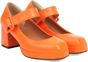 LEHOOR Women Chunky Platform Mary Jane Pumps Square Toe Buckled Ankle Strap 3" Block High Heels Mary Janes Lolita Shoes Goth Punk Heels Closed Toe Sandals Girl Office Work Fashion Trendy 4-15 M US