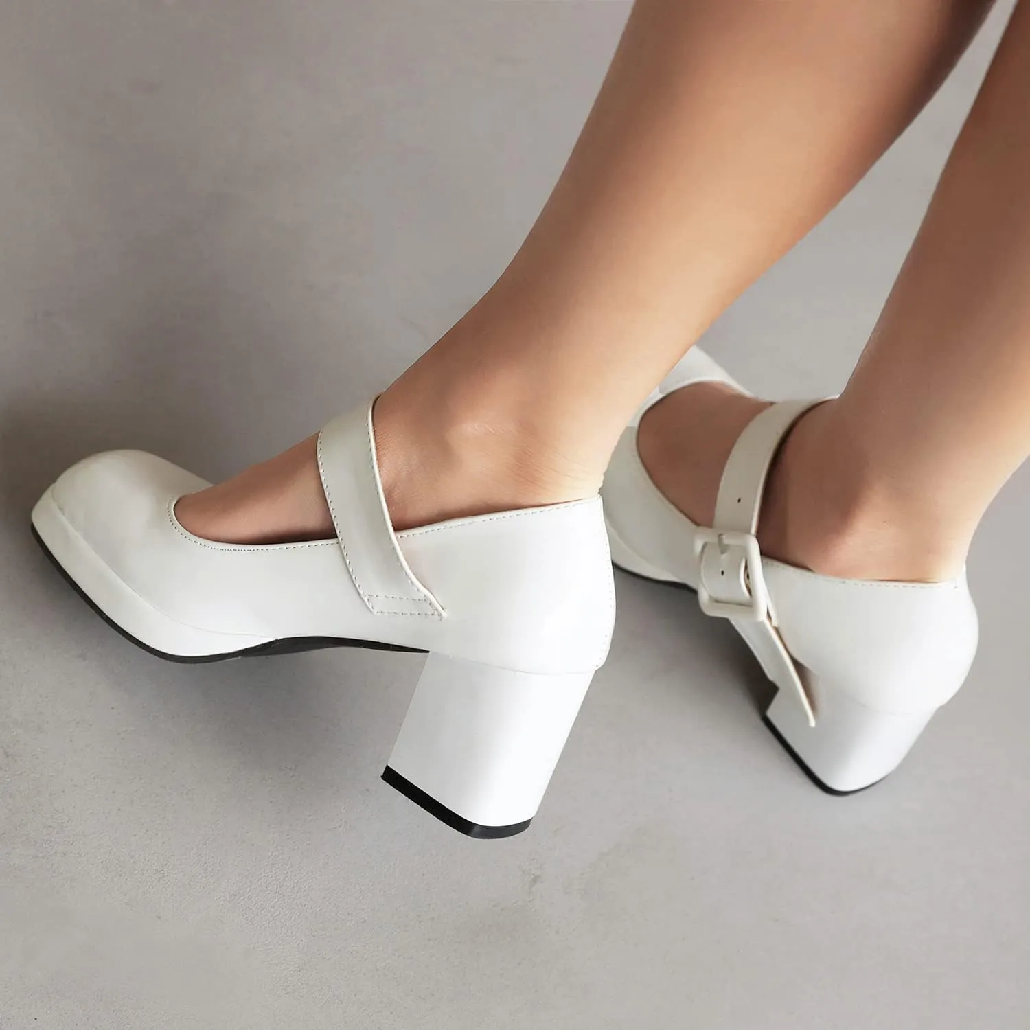 LEHOOR Women Chunky Platform Mary Jane Pumps Square Toe Buckled Ankle Strap 3" Block High Heels Mary Janes Lolita Shoes Goth Punk Heels Closed Toe Sandals Girl Office Work Fashion Trendy 4-15 M US