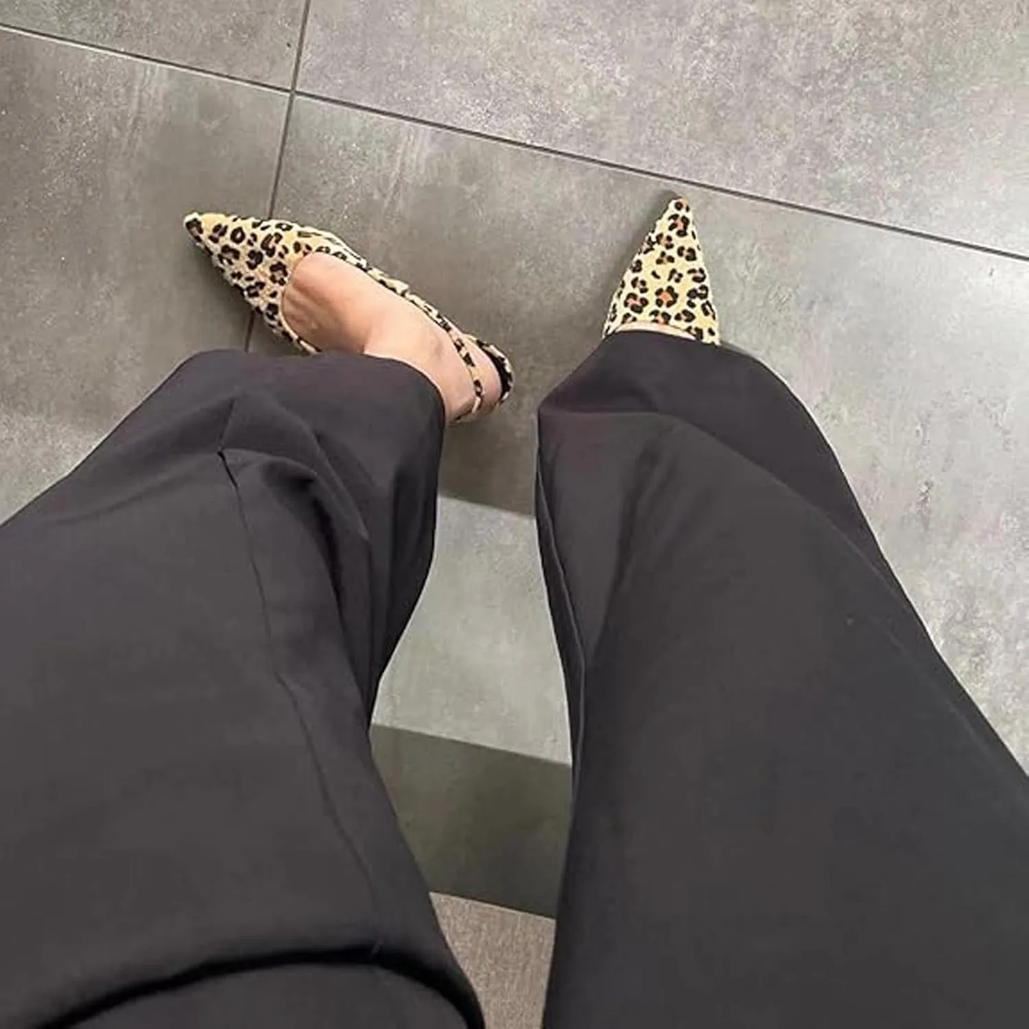 Leopard Print Slingback Kitten Heels, Women's Y2k Pointed Toe Pumps, Low Heels, Leopard Kitten Heels