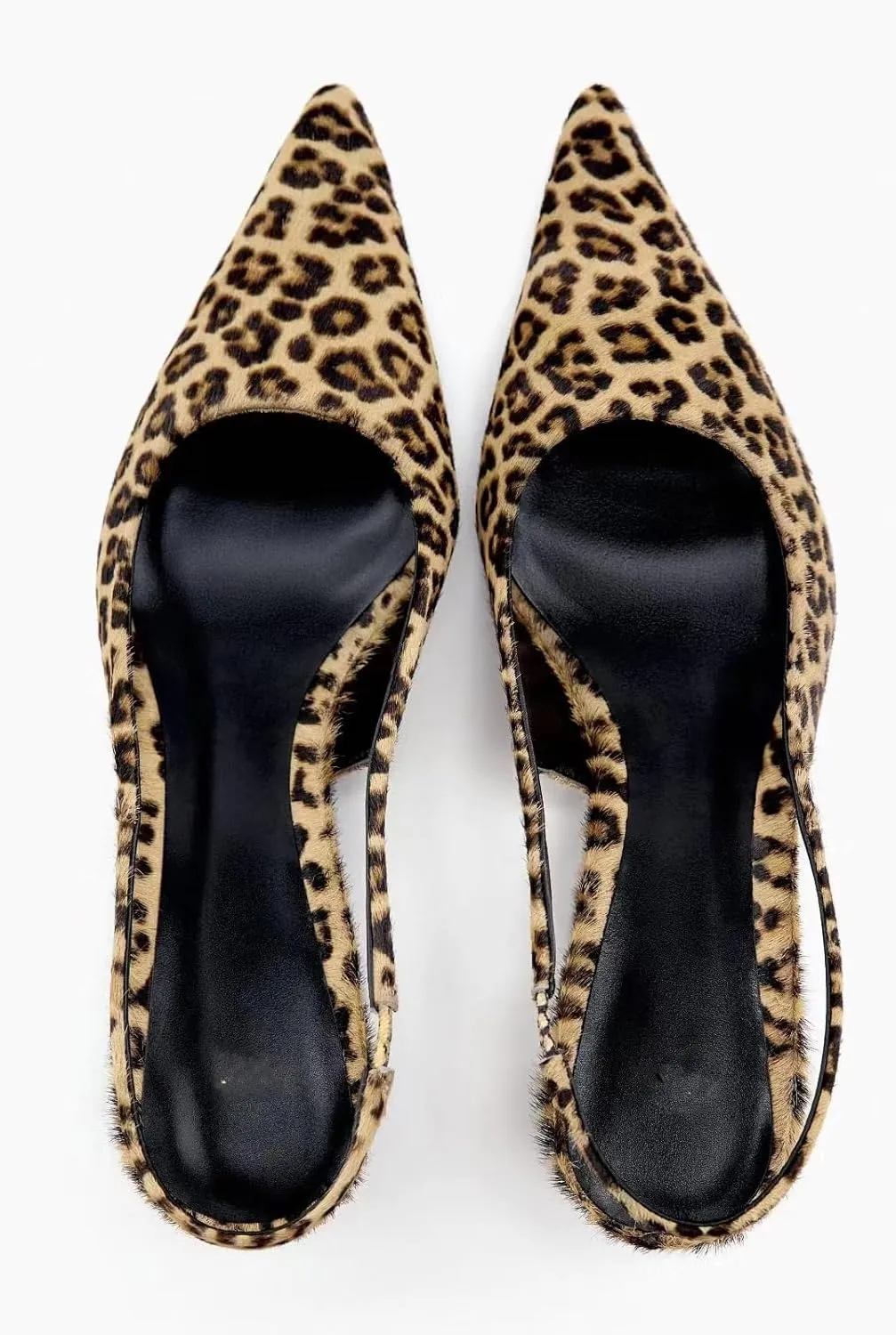 Leopard Print Slingback Kitten Heels, Women's Y2k Pointed Toe Pumps, Low Heels, Leopard Kitten Heels