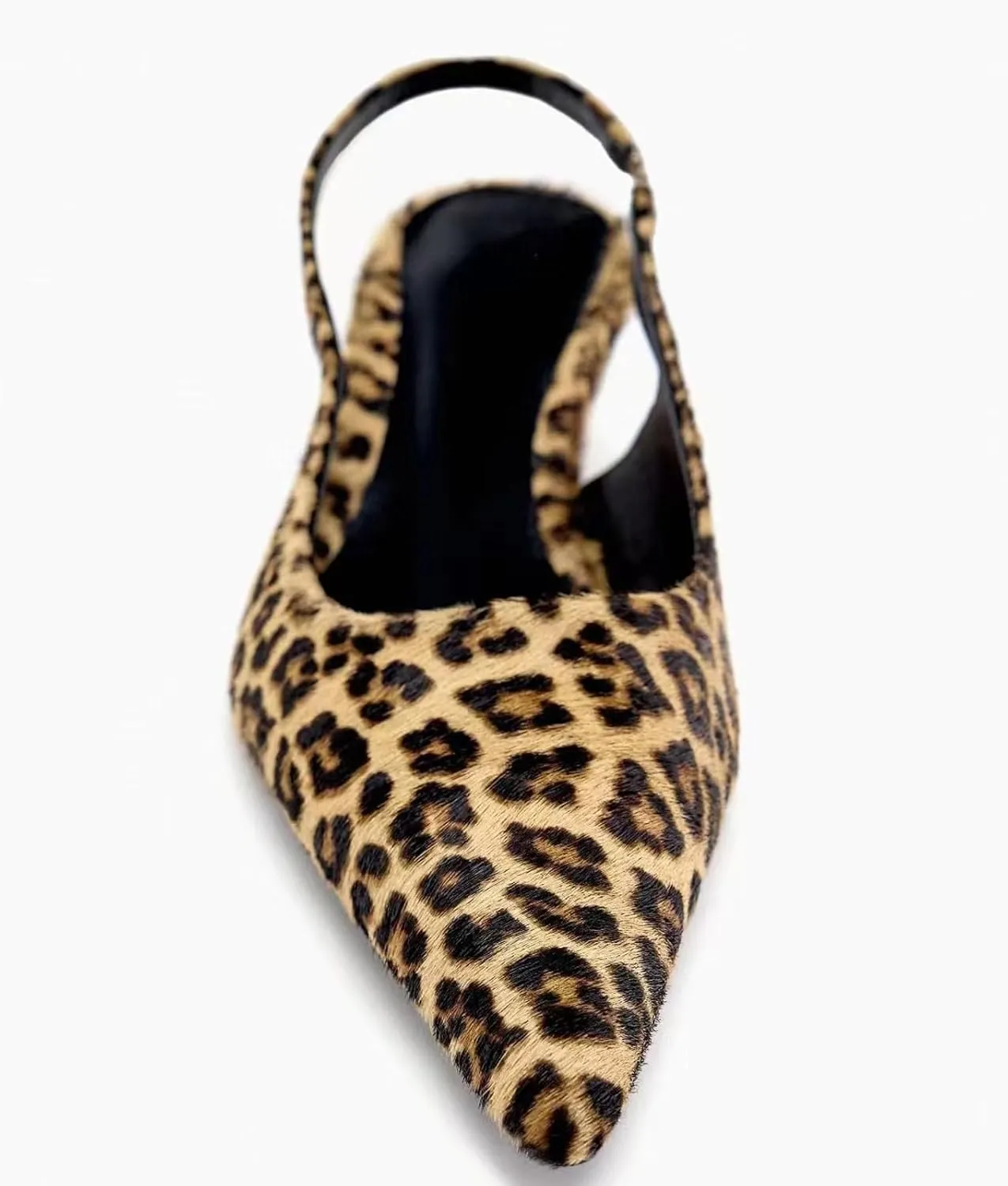 Leopard Print Slingback Kitten Heels, Women's Y2k Pointed Toe Pumps, Low Heels, Leopard Kitten Heels