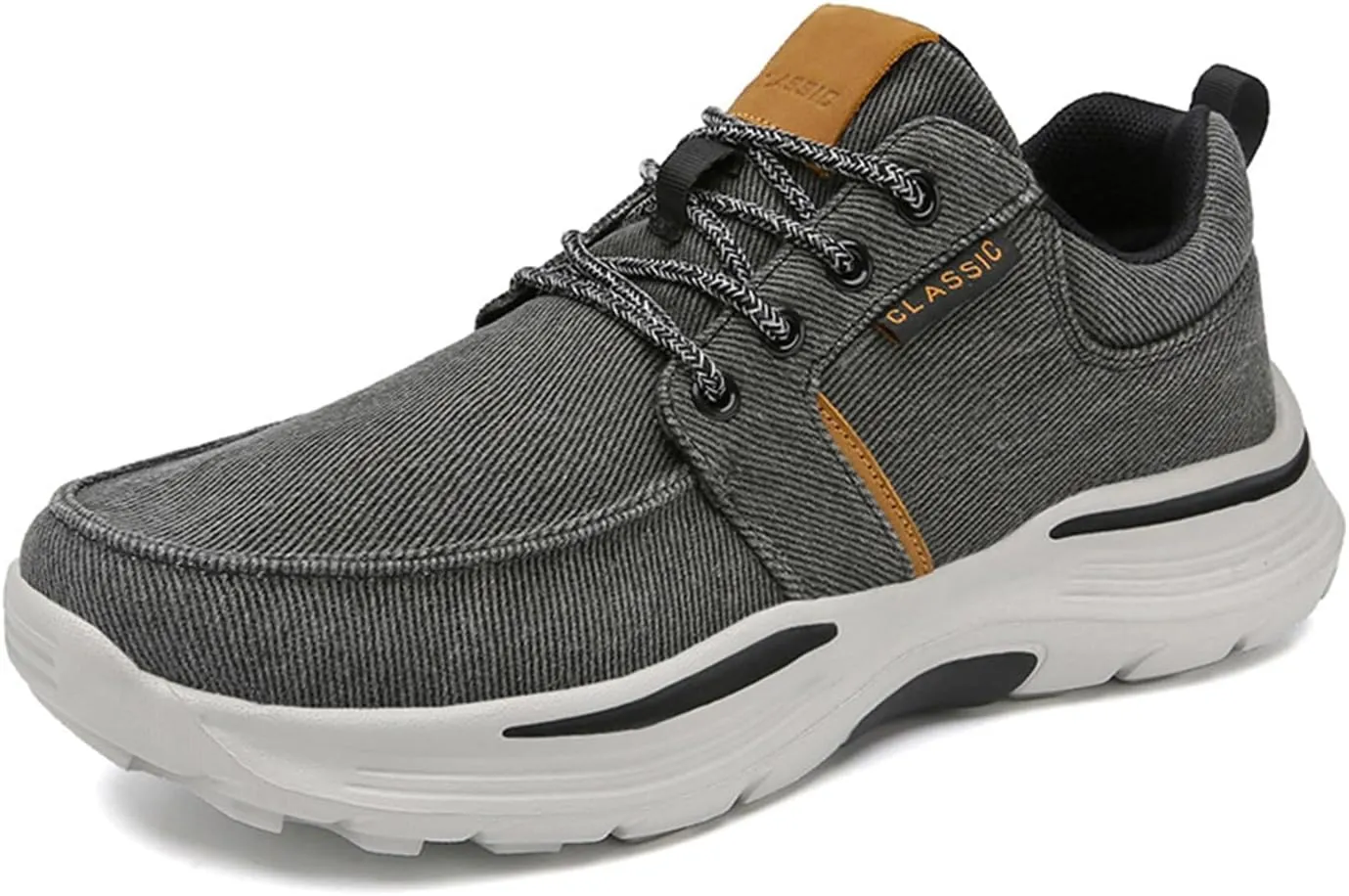 Men Canvas Wide Width Walking Sneakers,Casual Non Slip Lightweight Arch Support Fashion Sneakers Boat Shoes Orthopedic Shoes