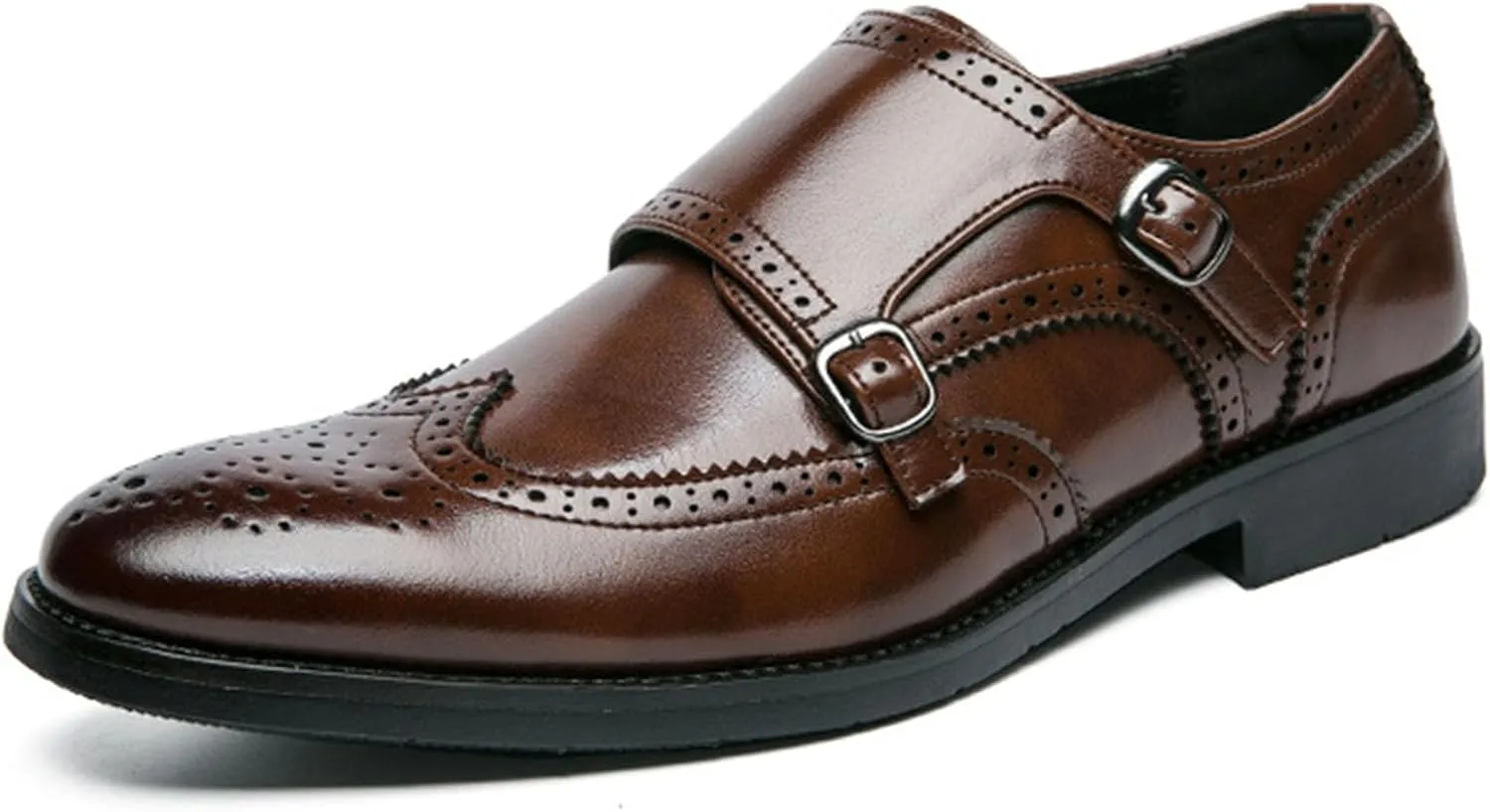 Men's Business Buckle and Put On Formal Leather Shoes Fashionable Formal and Comfortable Dress Oxford Shoes