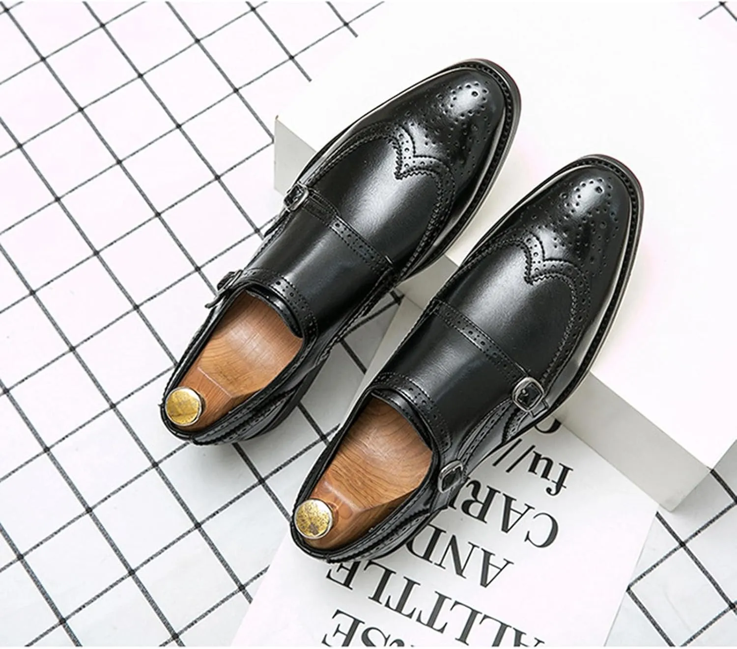 Men's Business Buckle and Put On Formal Leather Shoes Fashionable Formal and Comfortable Dress Oxford Shoes