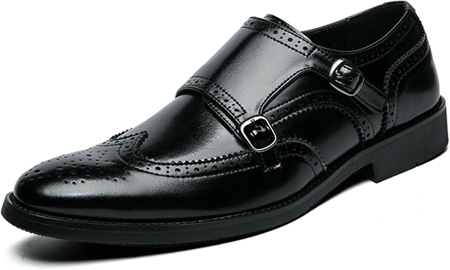 Men's Business Buckle and Put On Formal Leather Shoes Fashionable Formal and Comfortable Dress Oxford Shoes