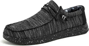 Mens Canvas Lightweight Soft Comfortable Lace-Up Loafers