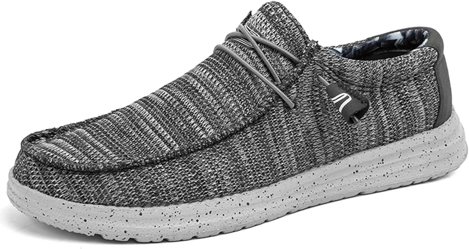 Mens Canvas Lightweight Soft Comfortable Lace-Up Loafers