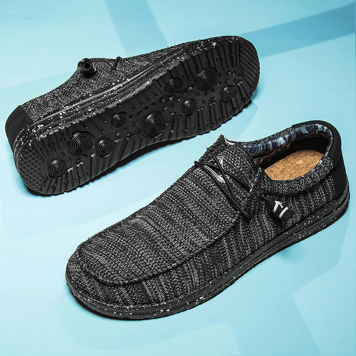 Mens Canvas Lightweight Soft Comfortable Lace-Up Loafers