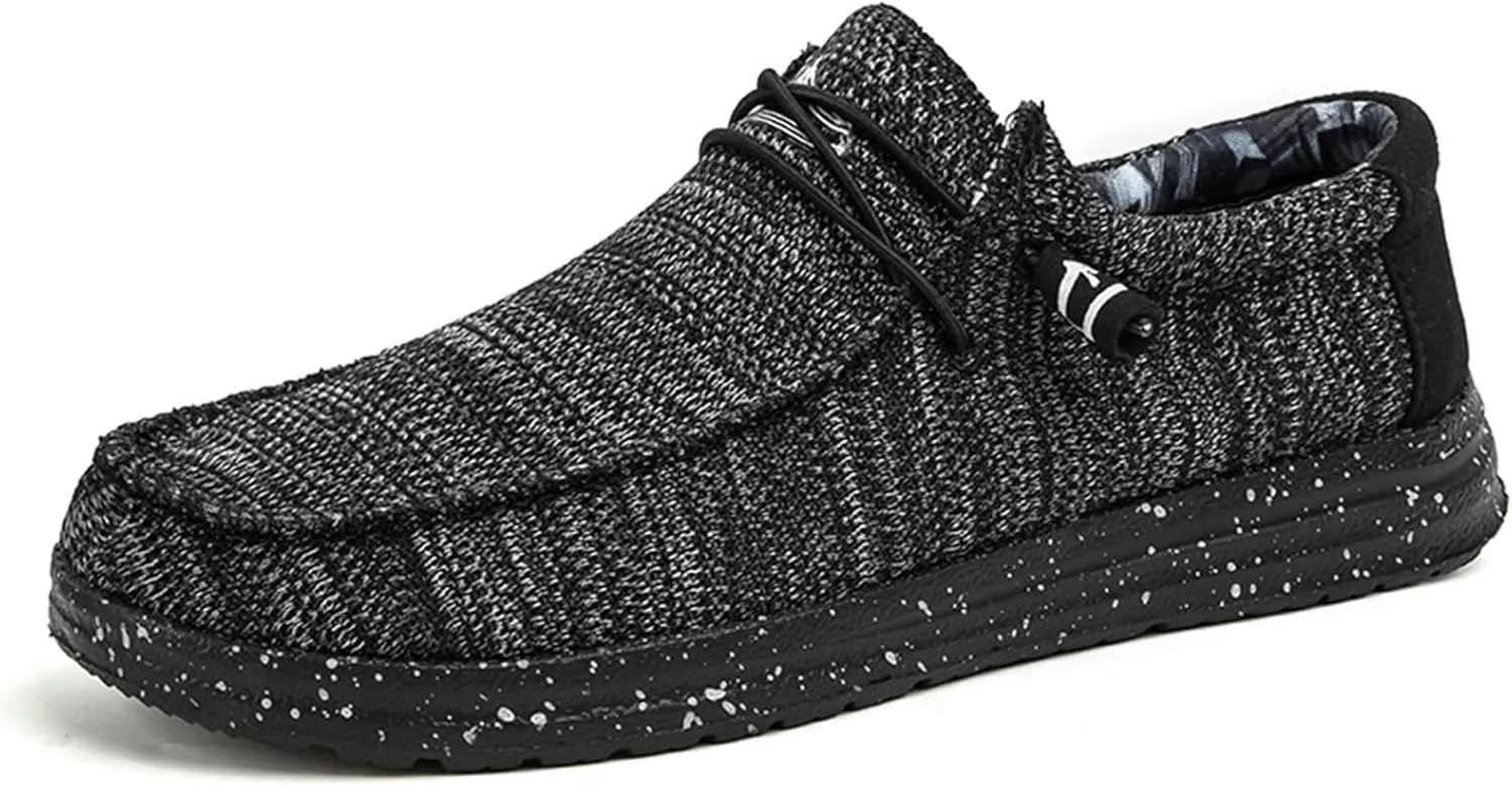 Mens Canvas Lightweight Soft Comfortable Lace-Up Loafers