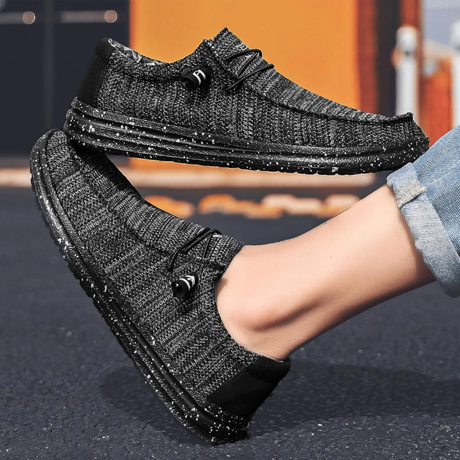 Mens Canvas Lightweight Soft Comfortable Lace-Up Loafers