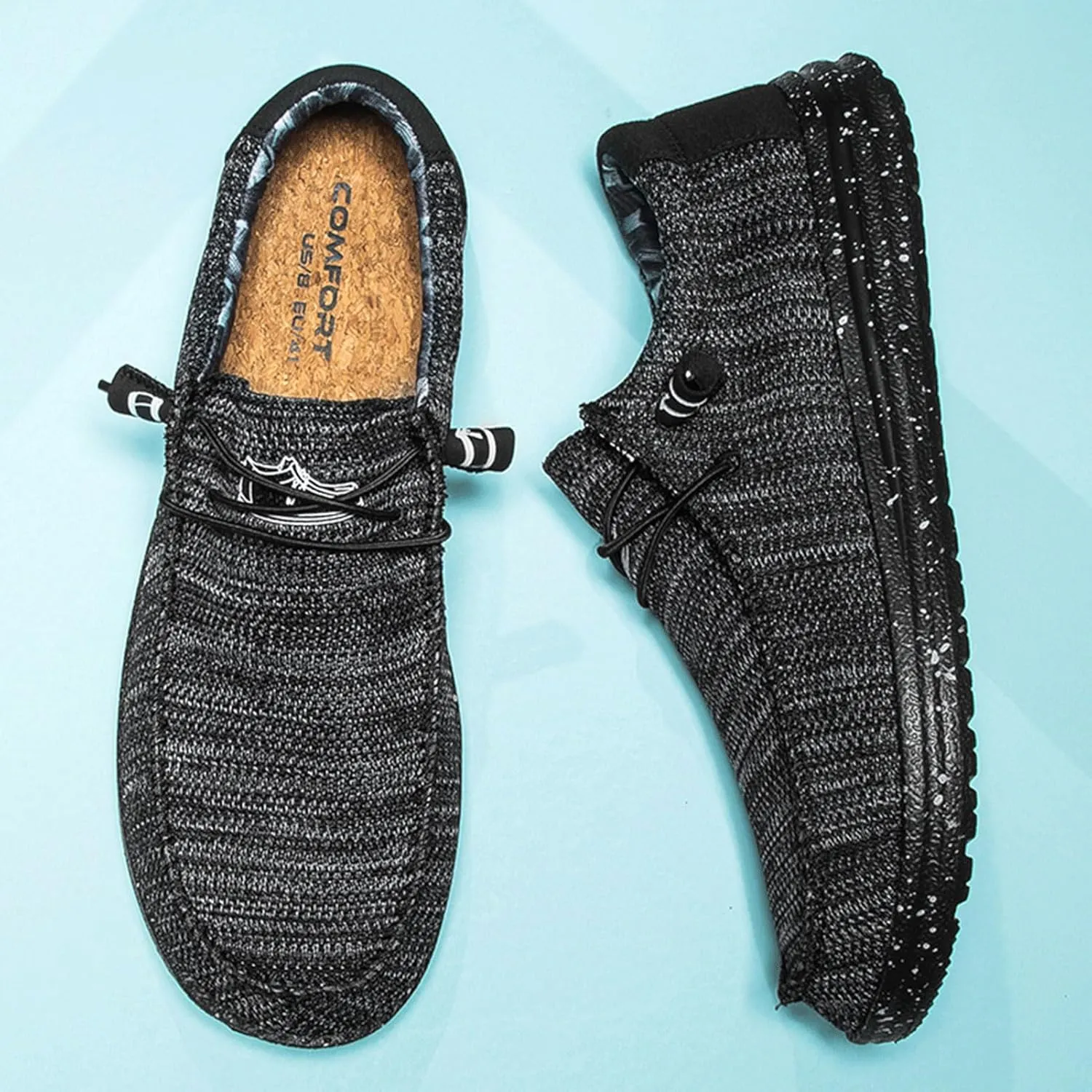 Mens Canvas Lightweight Soft Comfortable Lace-Up Loafers