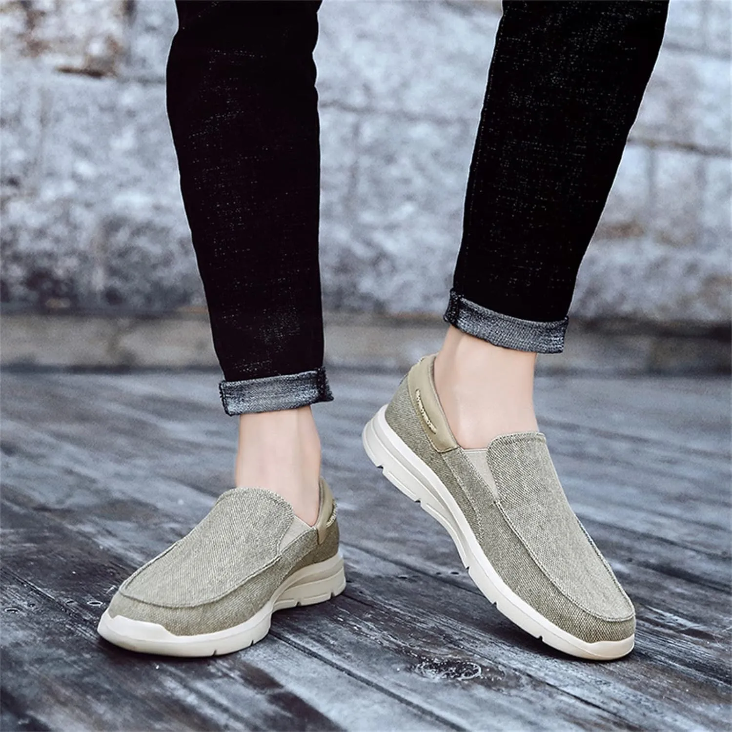 Men's Casual Canvas Shoes, Comfortable and Lightweight Lefu Shoes, one Foot Nail Board Shoes, Lightweight Walking Shoes
