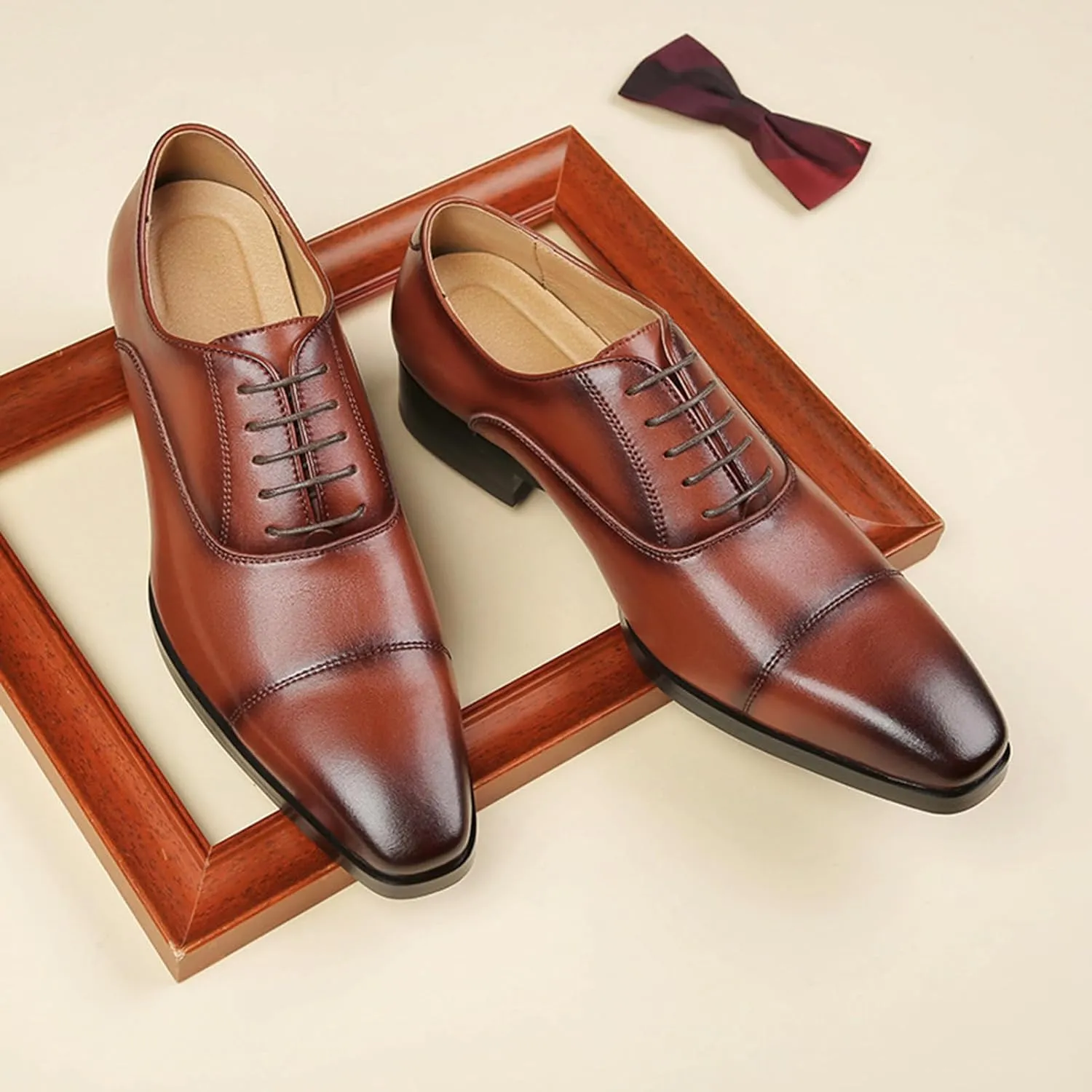 Mens Classic Formal Oxford Shoes, Italian Luxury Patent Leather Tuxedo Wedding Business Dress Shoes Low Top Comfortable Non Slip Business Formal