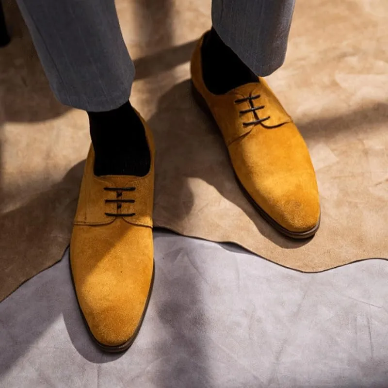 Men's Classic Lace-up Formal Oxfords Hand Stitched Casual Business Formal Derby Shoes for Wedding Evening Uniform Party Office Dress Shoes