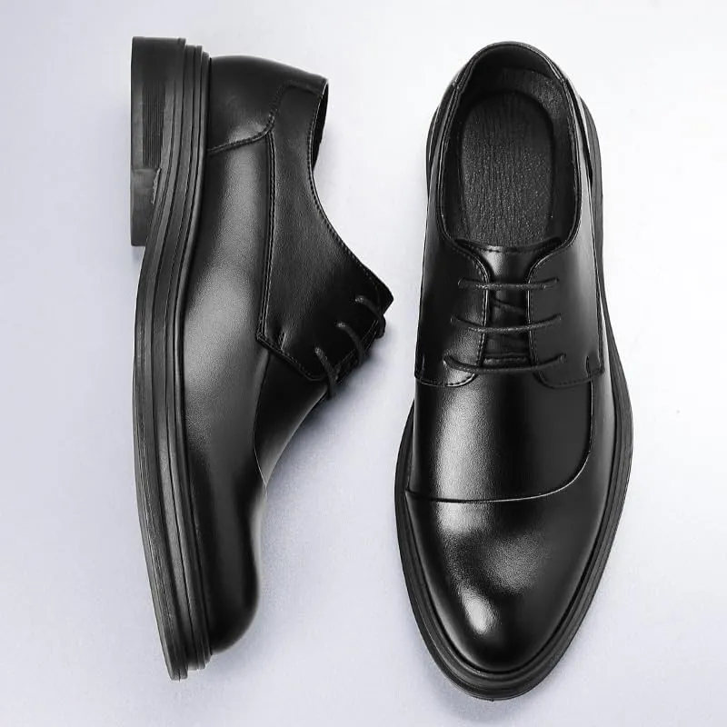 Mens Derby Shoes Fashion Slip On Pointed Toe Classic Formal Business Shoes Pointed Toe Comfortable Tuxedo Shoes Formal Derby Shoes(7)