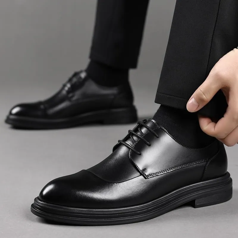 Mens Derby Shoes Fashion Slip On Pointed Toe Classic Formal Business Shoes Pointed Toe Comfortable Tuxedo Shoes Formal Derby Shoes(7)