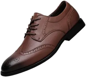 Mens Derby Shoes Footwear Pointed Toe Mens Classic Formal Oxford Lace Up Wedding Pointed Toe Dress Shoes Non Slip Casual Business Work Formal Shoes(Brown,9.5)