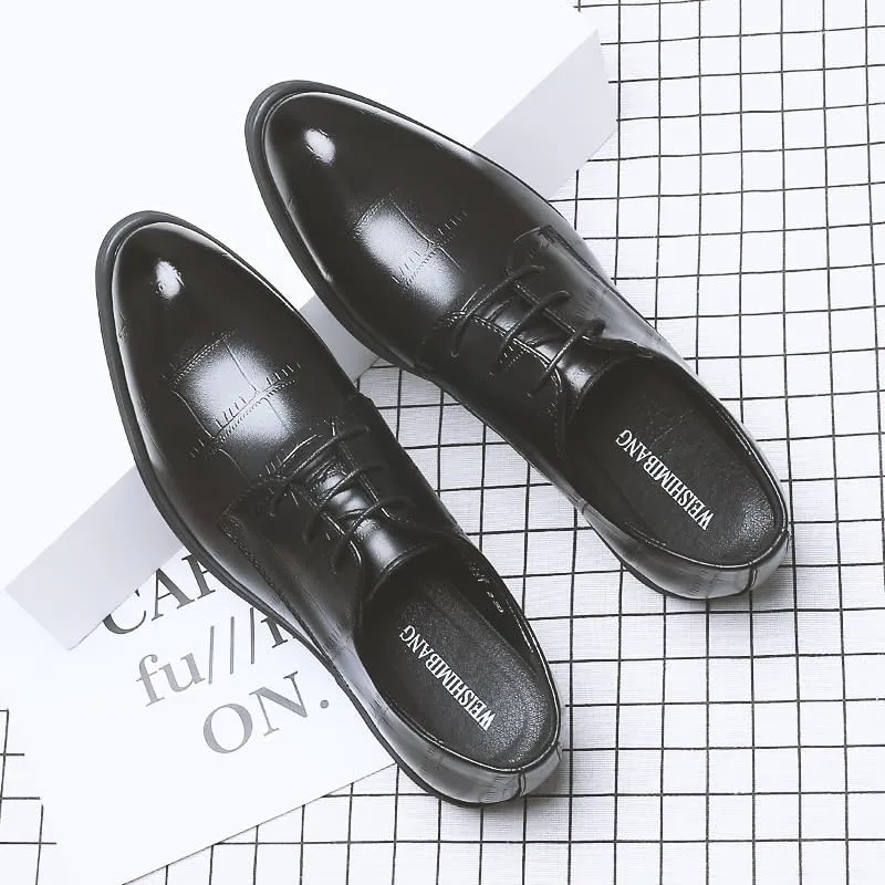 Men's Dress Shoes Classic Lace-up Formal Oxfords Fashion Plain Toe Low Top for Work Office Formal Wedding