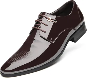 Mens Dress Shoes, Lace Up Business Shoes Pointed Toe Leather Derby Oxford Shoes Wedding Fashionable Office Casual,Brown- 41/UK 7.5/US 8