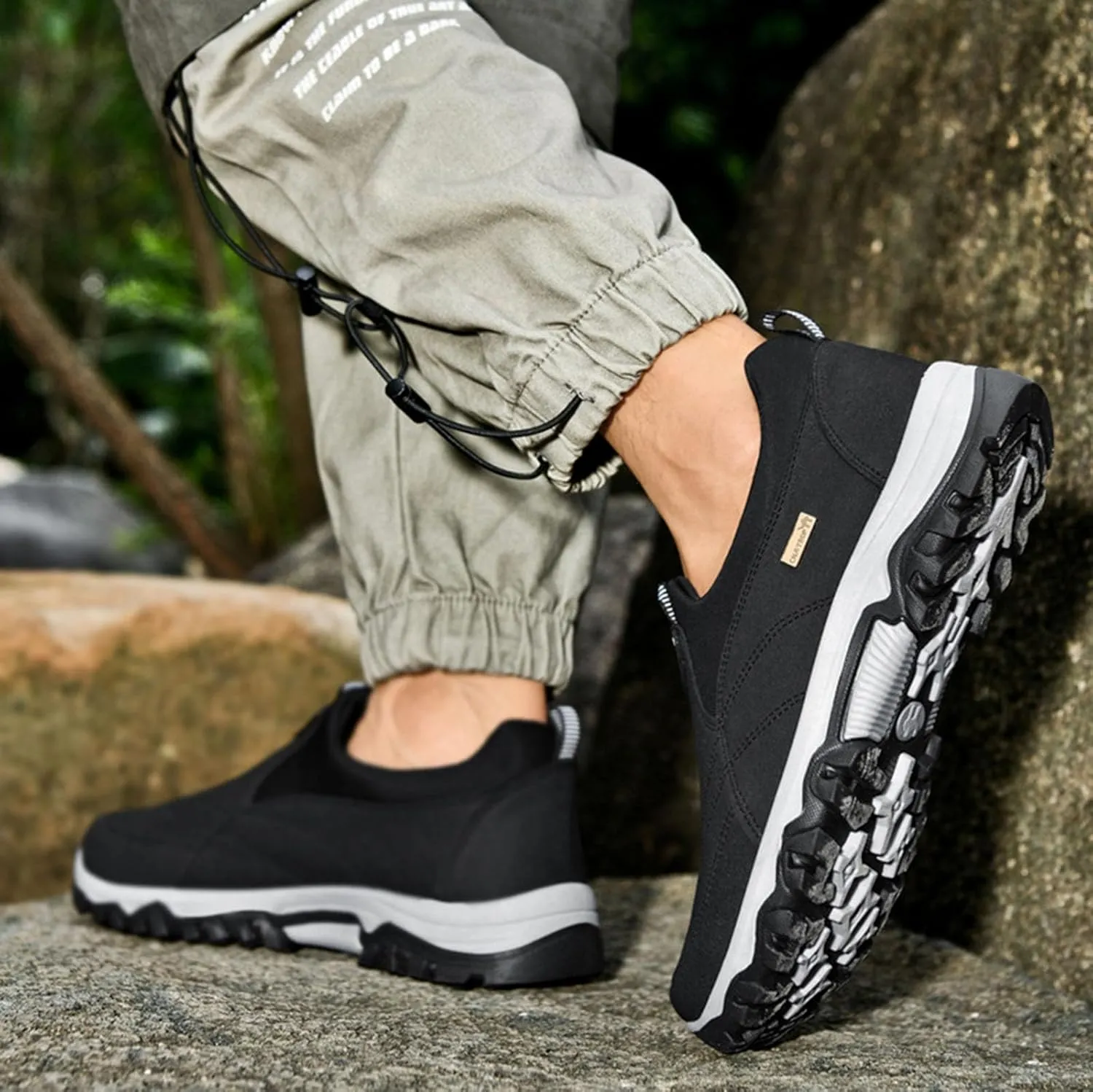 Men's Fashion Lightweight Canvas Orthopedic Walking Slippers Non Slip Casual Arch Supported Driving Flat Shoes Comfortable and Breathable Canvas Shoes
