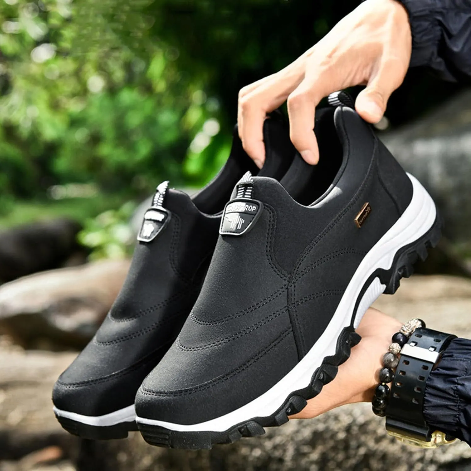 Men's Fashion Lightweight Canvas Orthopedic Walking Slippers Non Slip Casual Arch Supported Driving Flat Shoes Comfortable and Breathable Canvas Shoes