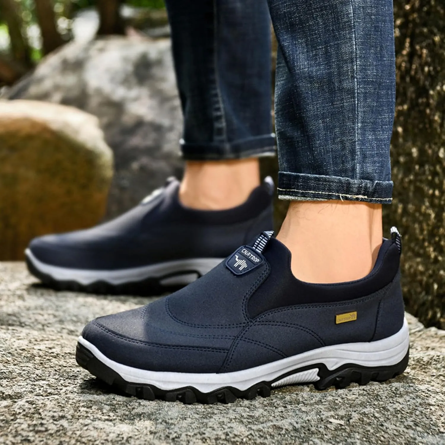 Men's Fashion Lightweight Canvas Orthopedic Walking Slippers Non Slip Casual Arch Supported Driving Flat Shoes Comfortable and Breathable Canvas Shoes