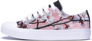 Men's Fashion Sneakers Low Top Canvas Shoes Cherry Blossom Sakura Pattern Casual Breathable Walking Tennis Shoes for Women