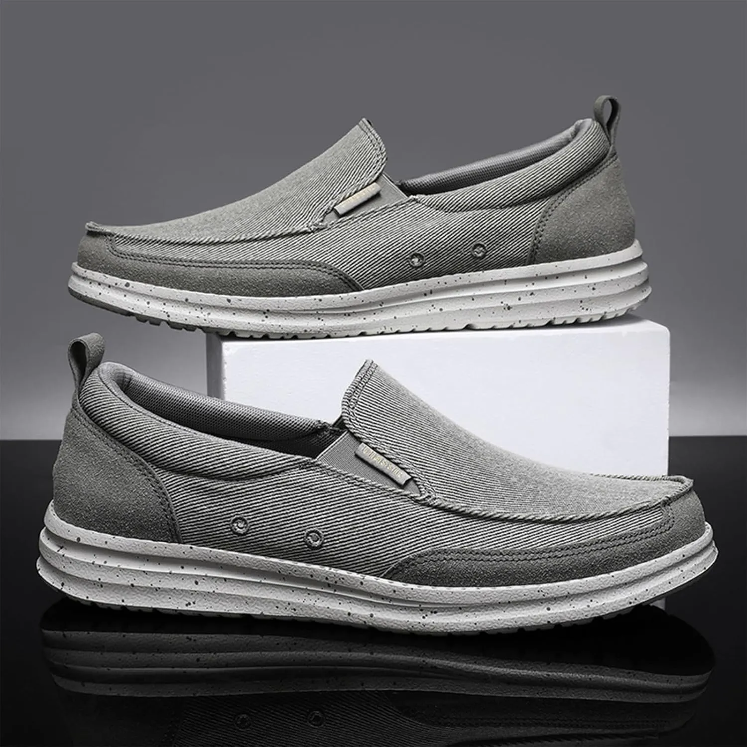 Men's Hands Free Canvas Casual Loafers Comfortable Wide Width Soft Sole Lightweight Non-Slip Travel Driving Soft Sneakers Work Walking