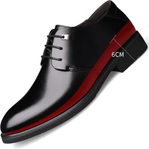 Men's Height Increasing Elevator Shoes -2.4 Inches Taller Formal Dress Shoes Genuine Leather Pointed Toe Block Heel Solid Color Formal Men
