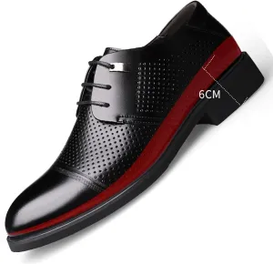 Men's Height Increasing Elevator Shoes -2.4 Inches Taller Formal Dress Shoes Genuine Leather Pointed Toe Block Heel Solid Color Formal Men