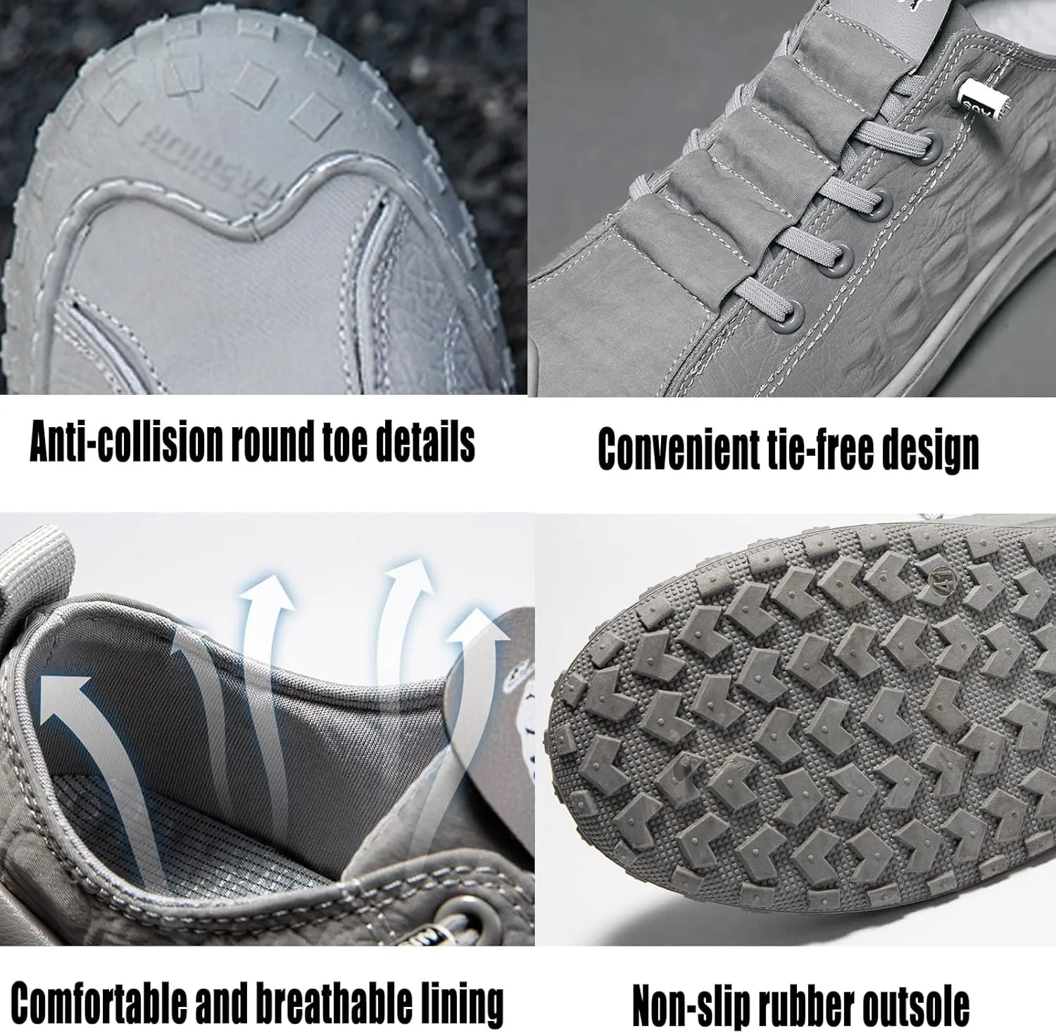 Men's Leather Breathable Slip-on Sneakers,Fashion Handmade Low Top Casual Shoes,Comfortable Soft Sole Non-Slip Canvas Shoes