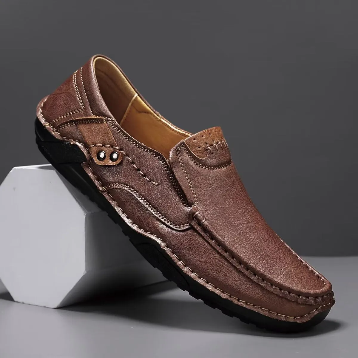 Men's Leather Loafers Slip On Shoes,Casual Fashion Business Arkget Office Driving Shoes for Men【includes Extra Insole】