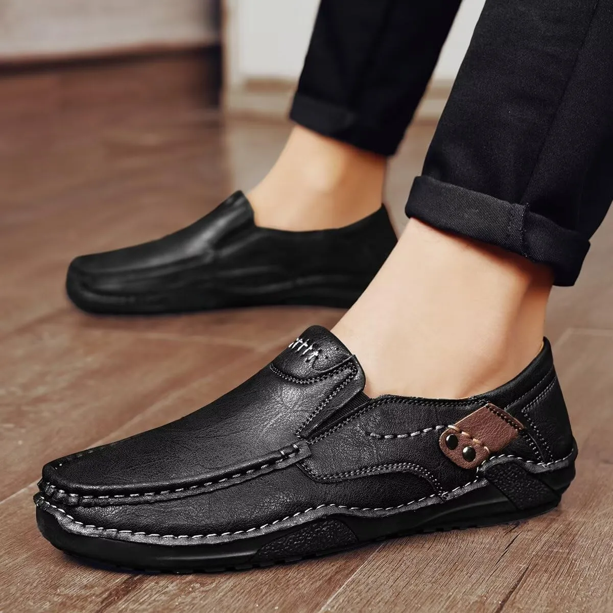Men's Leather Loafers Slip On Shoes,Casual Fashion Business Arkget Office Driving Shoes for Men【includes Extra Insole】