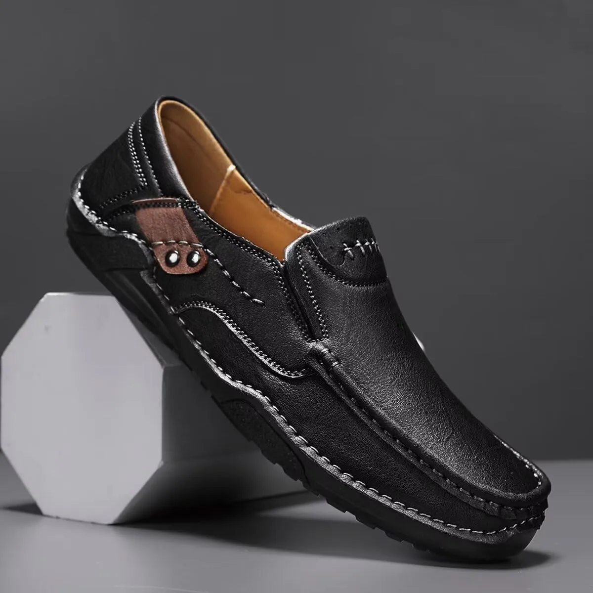 Men's Leather Loafers Slip On Shoes,Casual Fashion Business Arkget Office Driving Shoes for Men【includes Extra Insole】