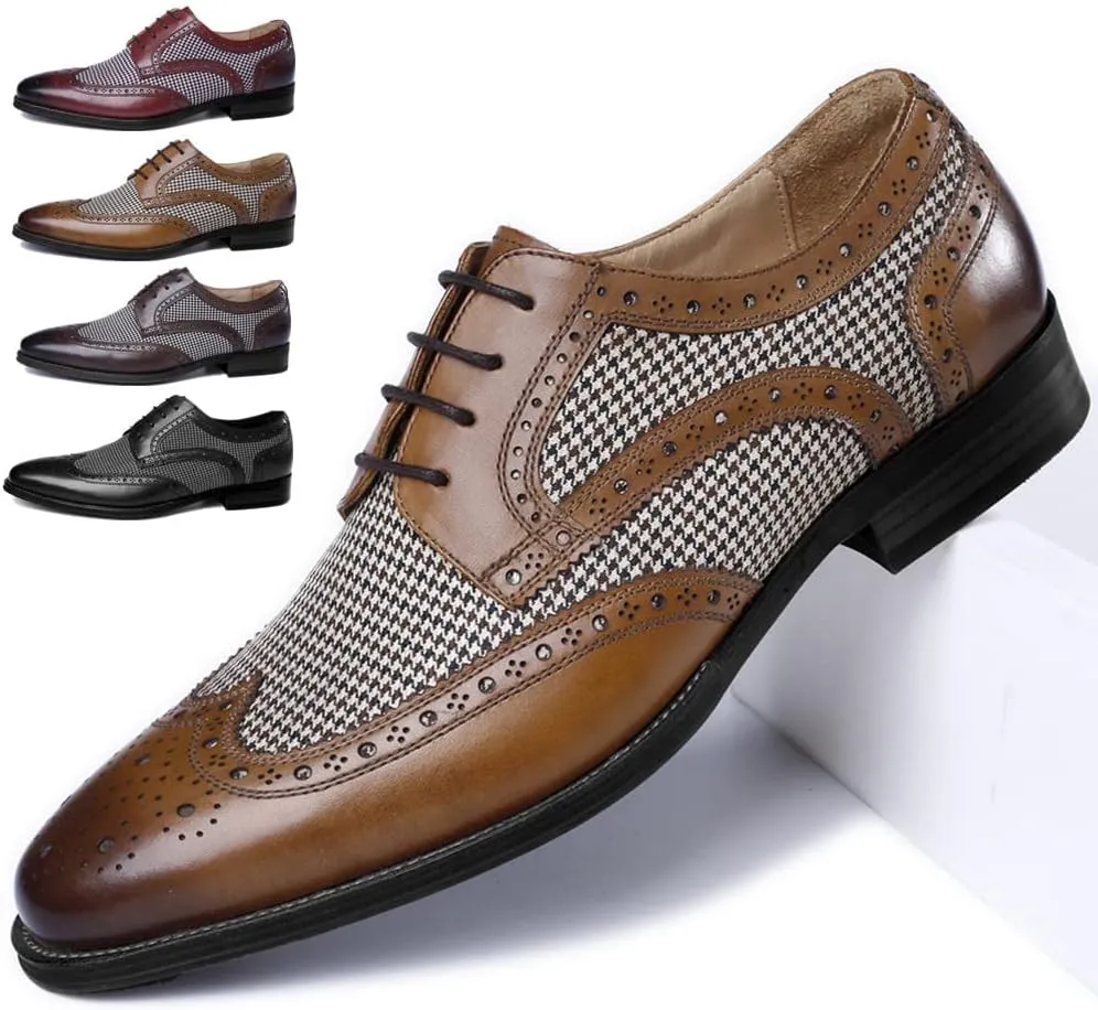 Men's Oxfords Formal Dress Shoes，Men's Fashion Brogues