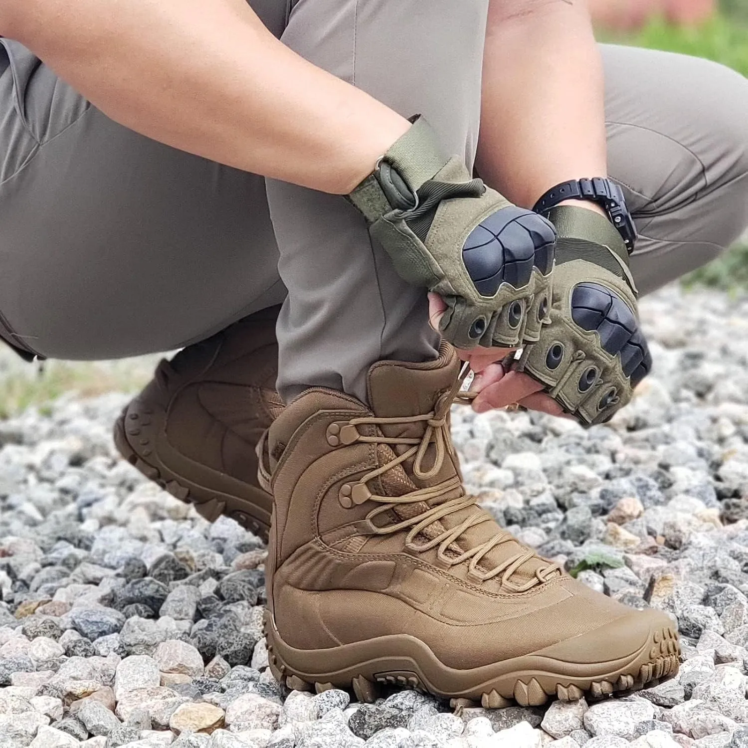 Men's Tactical Boots 8'' Mid Combat Boots Waterproof Military Boots