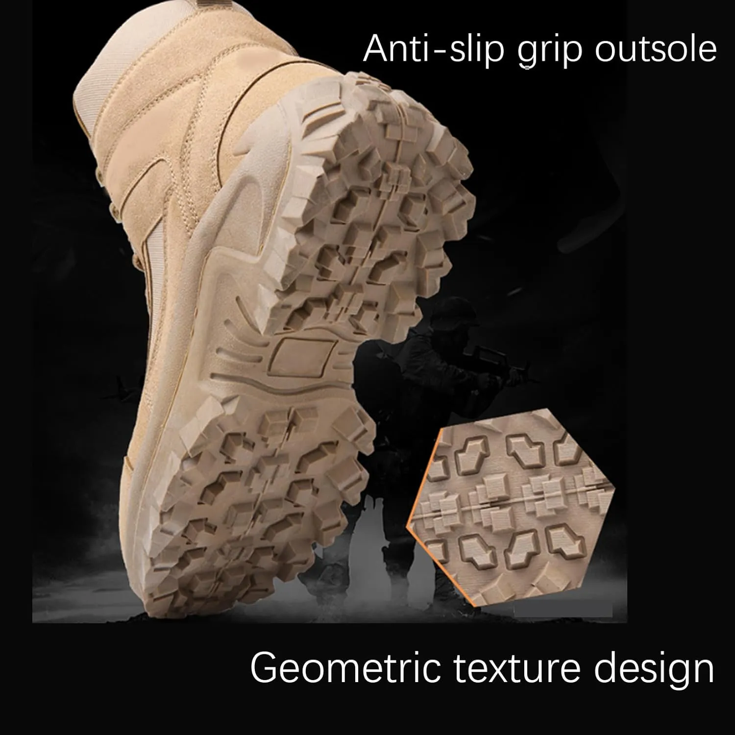 Men's Waterproof Side Zipper Outdoor Combat Boots,Tactical Boots, Men's Military Tactical Work Boots Side Zipper Lightweight and Comfortable Orthopedic Hiking Motorcycle Combat Boots