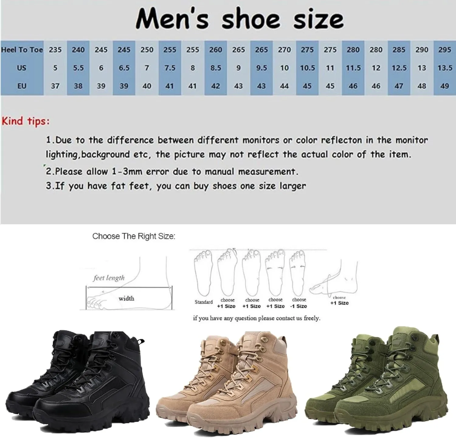Men's Waterproof Side Zipper Outdoor Combat Boots,Tactical Boots, Men's Military Tactical Work Boots Side Zipper Lightweight and Comfortable Orthopedic Hiking Motorcycle Combat Boots