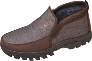 Men's Winter Slip On Snow Boots Warm Plush Lined Cold Shoes Winter Boot Leather Outdoor Thermal Work Ankle
