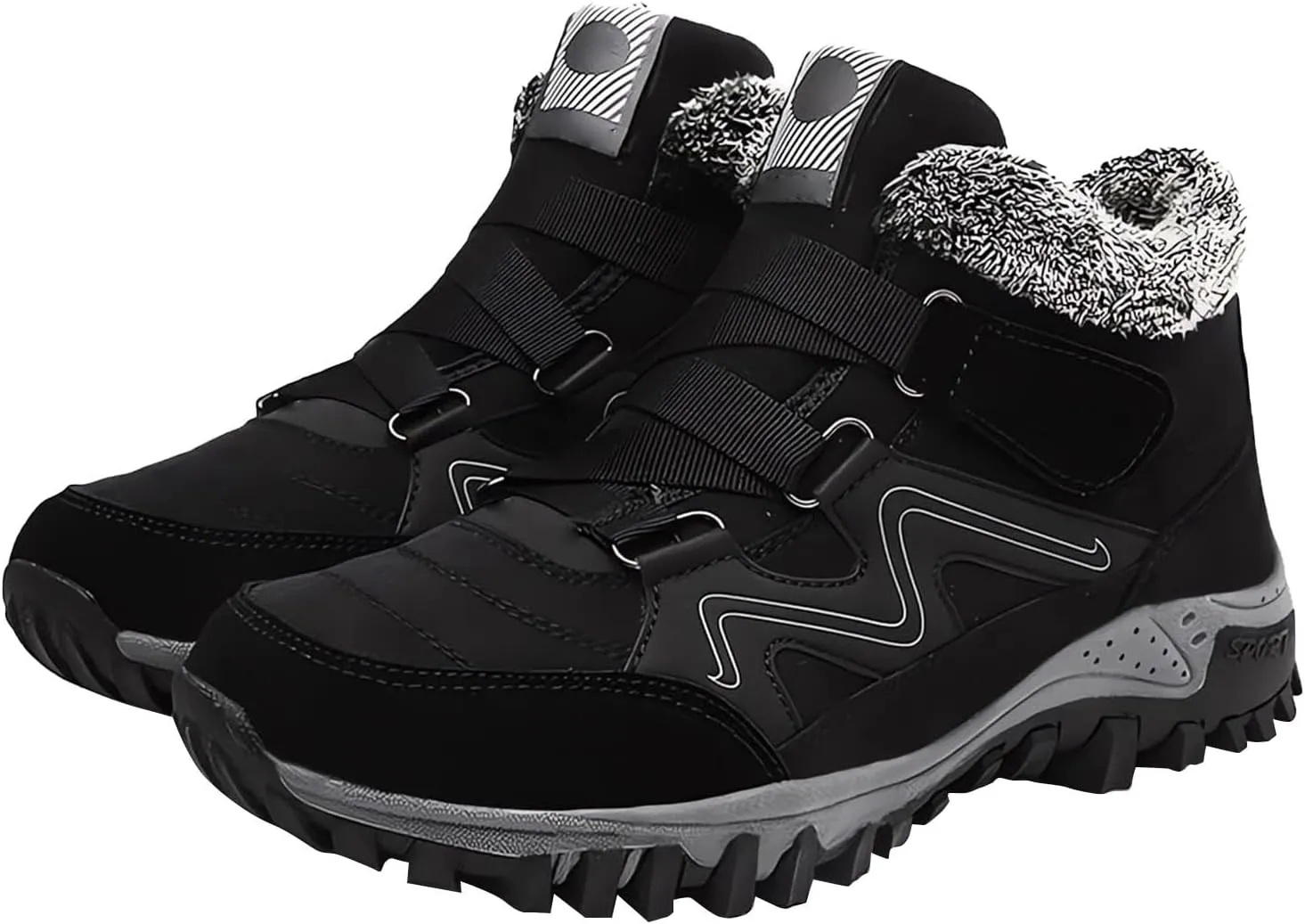 Mens Work Boots Composite Hiking Sneakers Fur Lined Ankle Boot Women's Safety Toe Shoes Non Slip Platform Shoes Slip Resistant Safety Hike Grounded Footwear