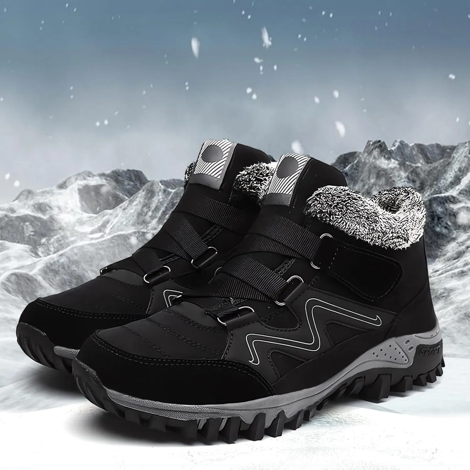 Mens Work Boots Composite Hiking Sneakers Fur Lined Ankle Boot Women's Safety Toe Shoes Non Slip Platform Shoes Slip Resistant Safety Hike Grounded Footwear