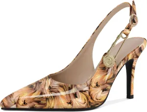 Mettesally Women Slingback Heels High Heels Closed Pointed Toe Pumps Stilettos Ankle Strap Women Pumps Shoes 3.7 Inch