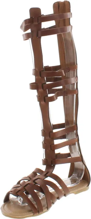 Monica-1 Knee High Gladiator Sandals Marcelino Black Brown Knee